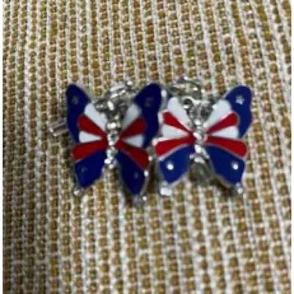 New - Patriotic American Butterfly Earrings - Picture 5 of 6